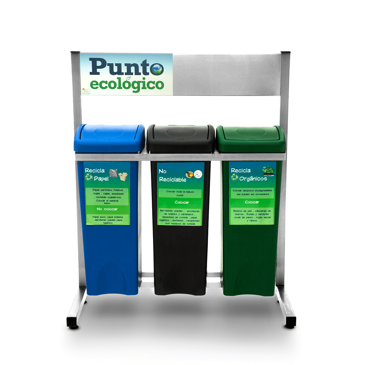 tarro de basura triple Basurero reciclaje caneca contenedor 100 Litros  reciclar
