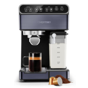 Máquina de expreso-capuchino-late Chefman 6 en 1 touch 🍵 1.8Lts Maquina de expreso capuchino late chefman 6 en 1 touch con 15 bares 18lts acero inox 2 Bebidas