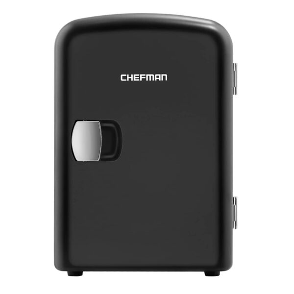 Mini refri chefman portátil 4lts negro 🖤 Mini refri chefman portatil 4lts puerta pizarron ajuste tibio frio 0 60 grd celsius negro 2 Electromenores