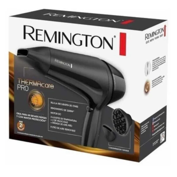 Secador de cabello Remington Thermcare 1900w negro Secador de cabello remington thermcare 1900w 2 vel 3 ajustes negro Cabello