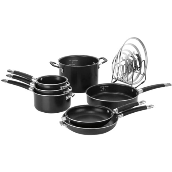 Set de ollas Cuisinart 12pcs antiadherente 🍳🖤 Set de ollas cuisinart 12pcs antiadherente aluminio negro 2 Cocina