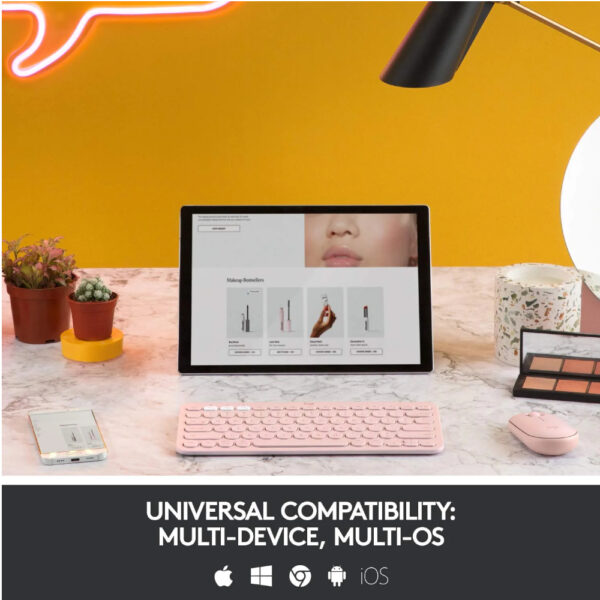 Teclado Logitech Inalámbrico Luminoso LED BT 10mts Minimal Teclado logitech inalambrico luminoso led bt 10mts minimalista rosa para tablet celulares computadoras 4 Computación