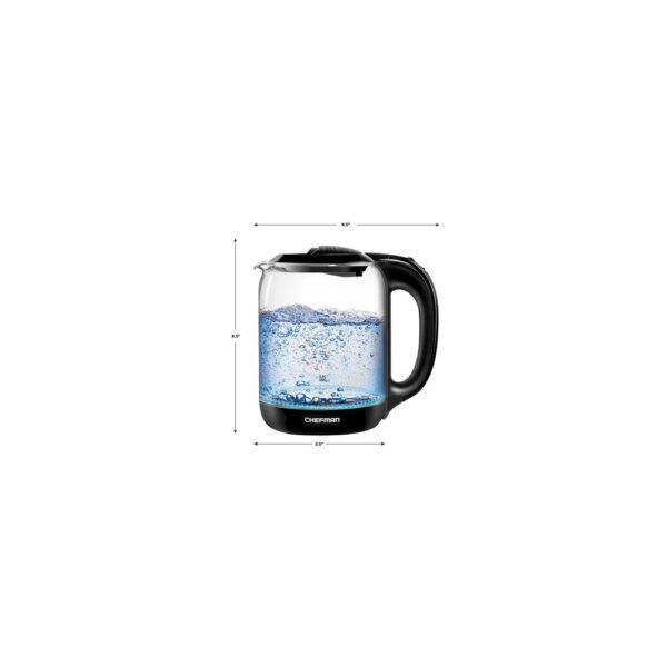 Tetera eléctrica chefman inalámbrica negra 🌟 Tetera electrica chefman inalambrica 17lts luz led jarra de cristal negro 4 Bebidas