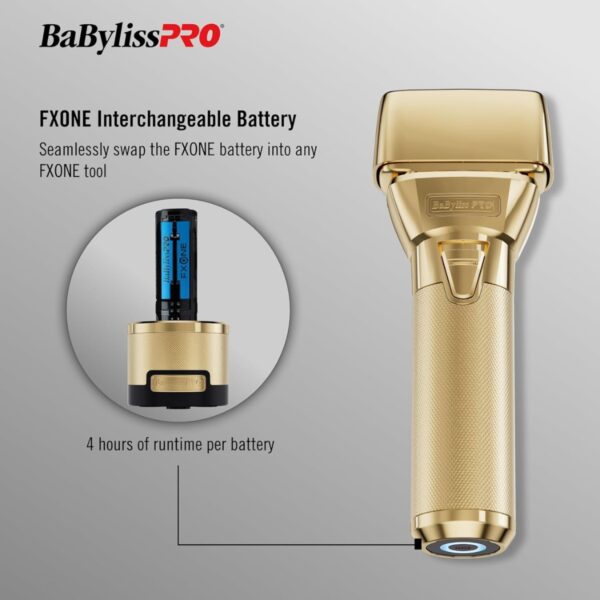 Afeitadora de doble lámina con base de carga y batería removible FXONE Gold FX Babylisspro FX79FSG Barbería
