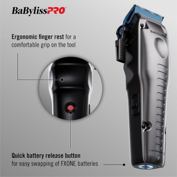 Cortadora de cabello clipper de bajo perfil Lo-Profx con base de carga y batería removible FXONE  Babylisspro FX829 Cabello
