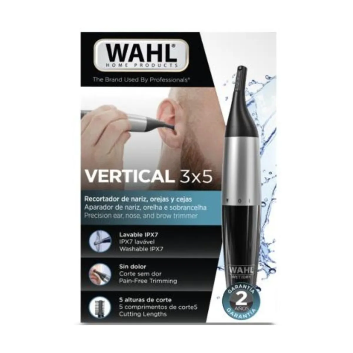 Rasuradora Para Nariz, oído y Cejas lavable Wahl Vertical 3X5 05560-3908 Combos de máquinas para el cabello y la barba