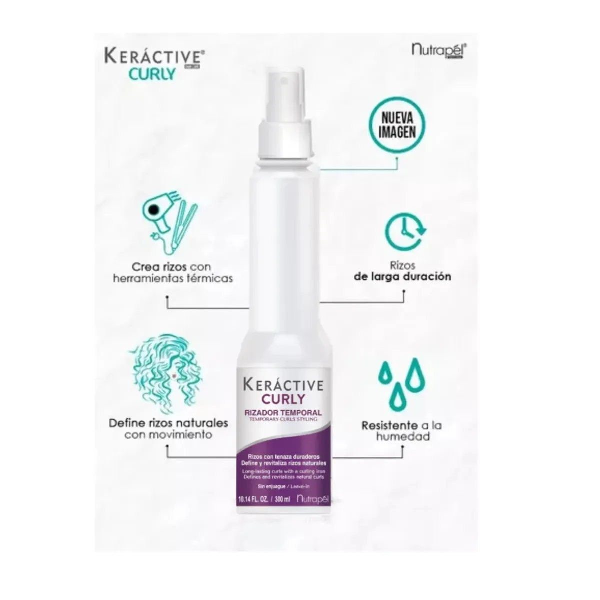 Tratamiento Rizador Temporal de Cabello Curly Keractive DKC30 COSMÉTICA Y CUIDADO PERSONAL