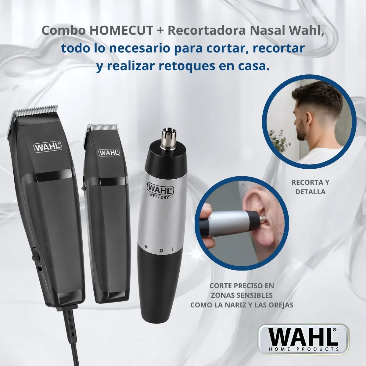 Combo Wahl Máquinas De Cortar Pelo Homecut + Trimmer Nasal Afeitadoras Eléctricas