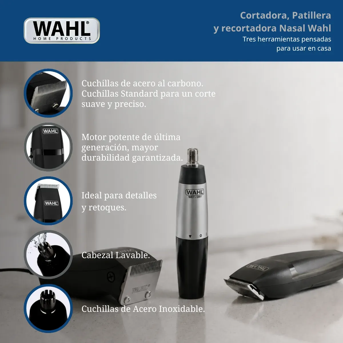 Combo Wahl Máquinas De Cortar Pelo Homecut + Trimmer Nasal Afeitadoras Eléctricas